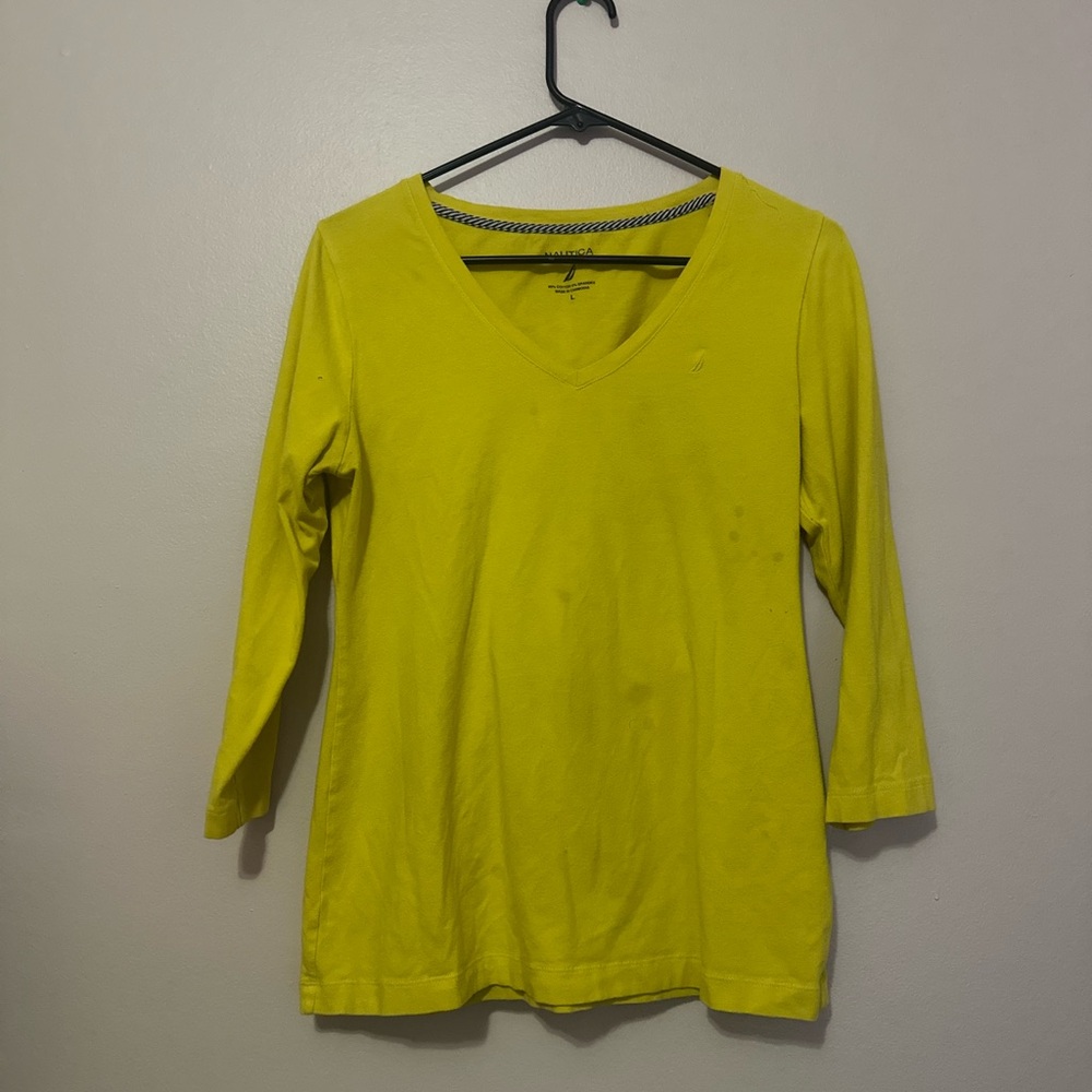 Nautica Yellow Tunic Fitted 3/4 Sleeve Top